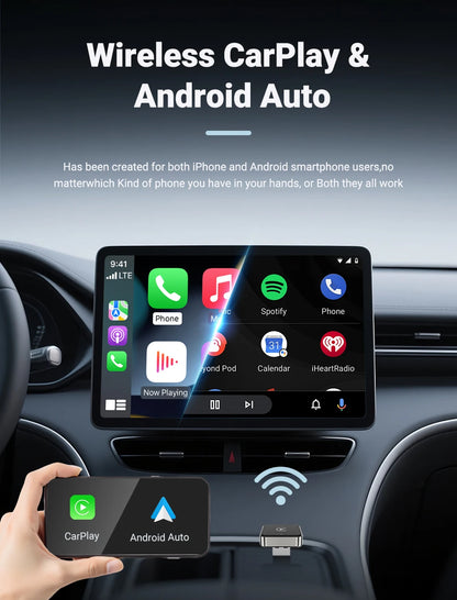 Mini CarPlay AI Box 2-in-1 Wired to Wireless CarPlay &amp; Android Auto Adapter 5GHz WiFi