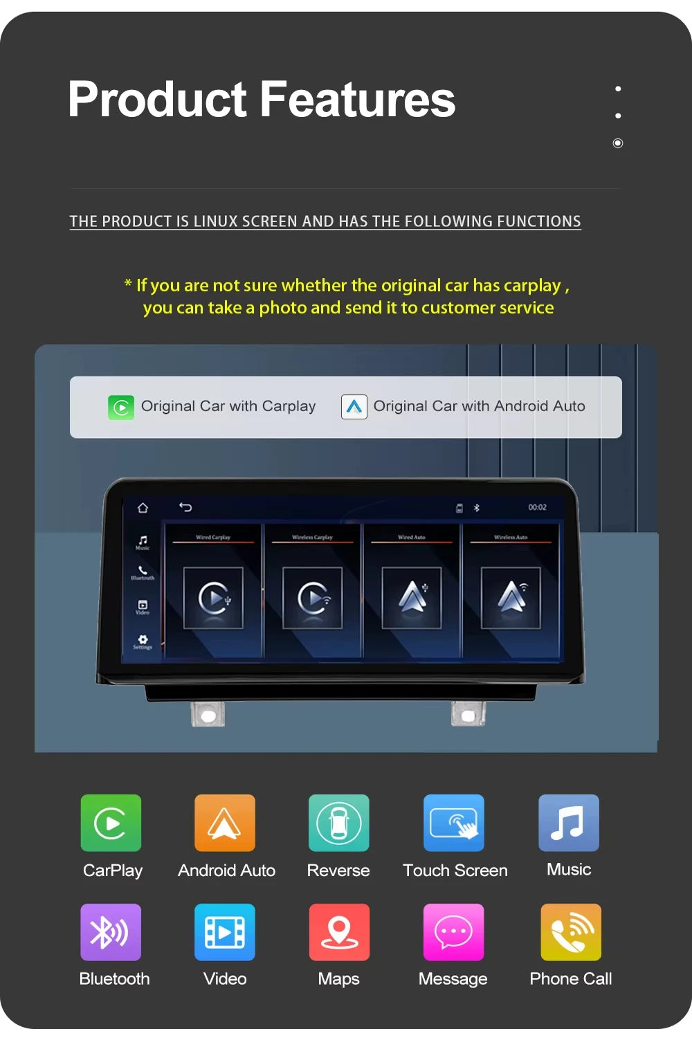 Touchscreen CarPlay Linux Head Unit for BMW F30 F31 F32 F33 F34 F36 F20 F21 NBT