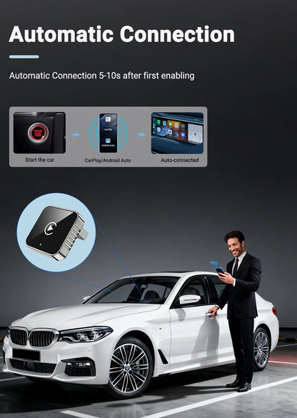 Mini CarPlay AI Box 2-in-1 Wired to Wireless CarPlay &amp; Android Auto Adapter 5GHz WiFi