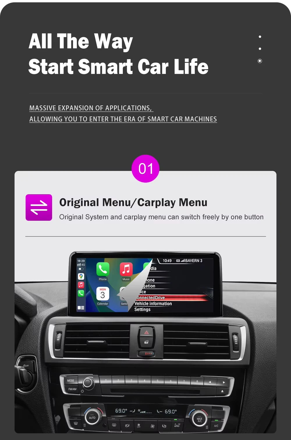 Touchscreen CarPlay Linux Head Unit for BMW F30 F31 F32 F33 F34 F36 F20 F21 NBT