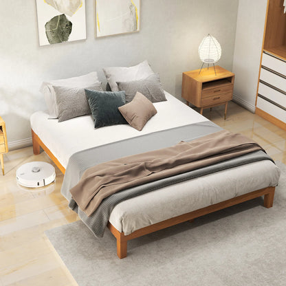 Queen Solid Wood Bed Frame with Sturdy Wood Slat Support No Box Spring Needed