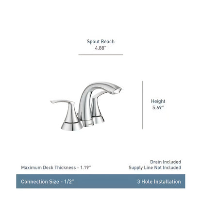 Moen WS84550SRN Darcy Centerset 2-Handle Bathroom Faucet in Spot Resist Brushed Nickel