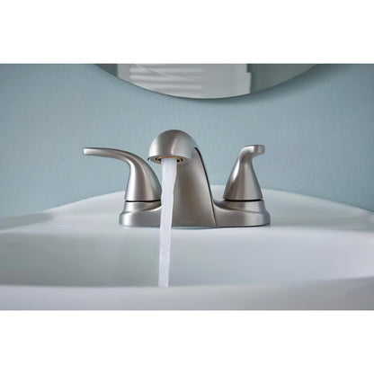 MOEN Adler 84603SRN Centerset 2-Handle Low-Arc Bathroom Faucet in Spot Resist Brushed Nickel