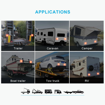 AgriEyes Wireless LED Trailer Light Kit, Rechargeable Magnetic Tow Lights with 7-Way to 4-Way Transmitter for Truck, Boat, Camper, RV, Caravan