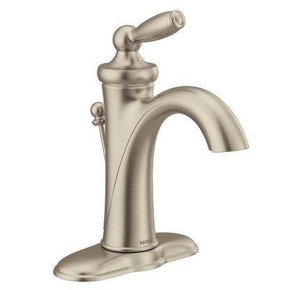 Moen Brantford 6600BN Single-Handle Single-Hole High-Arc Bathroom Faucet in Brushed Nickel (Valve Included)