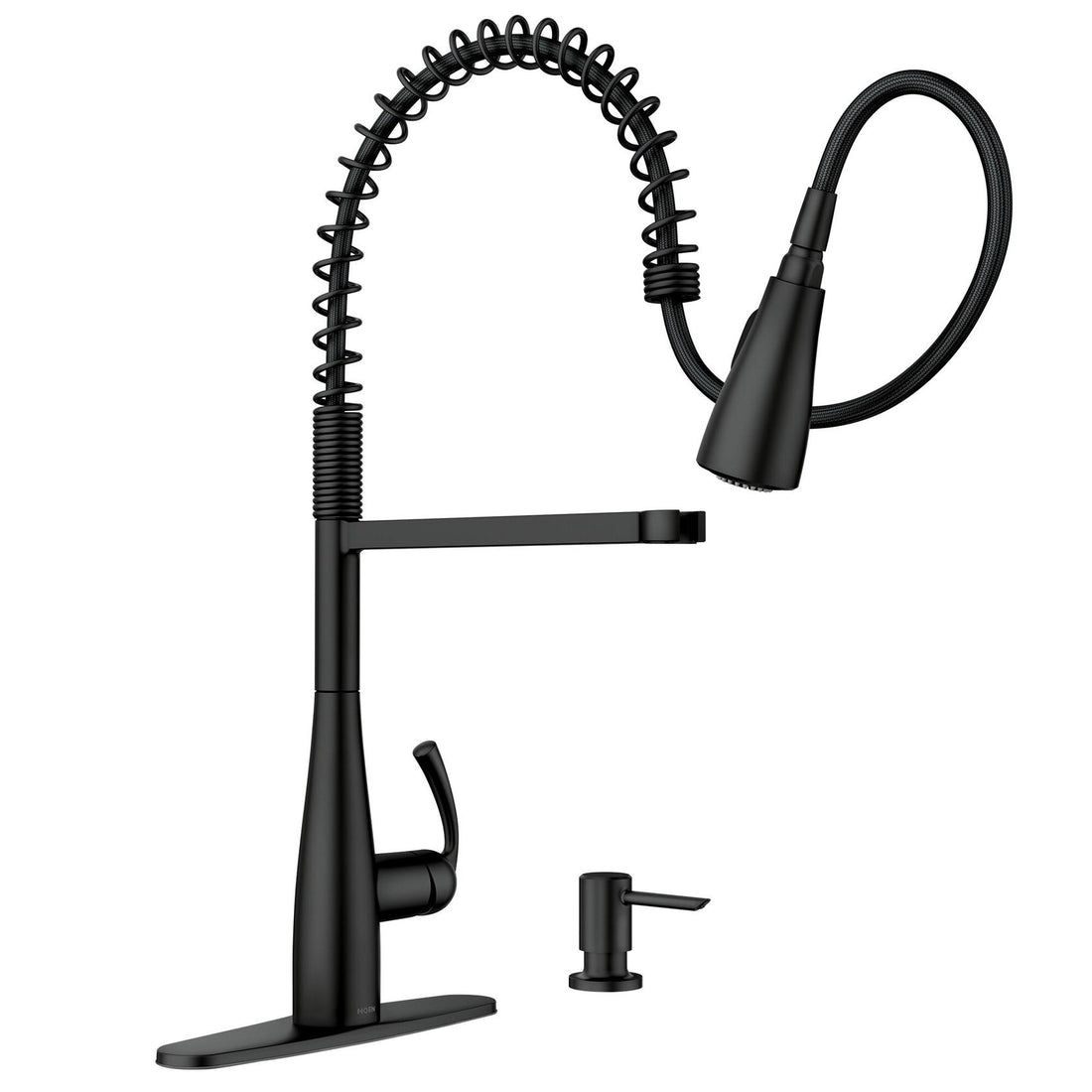 MOEN Essie Single-Handle Pre-Rinse Spring Pulldown Sprayer Kitchen Faucet with Power Clean in Matte Black
