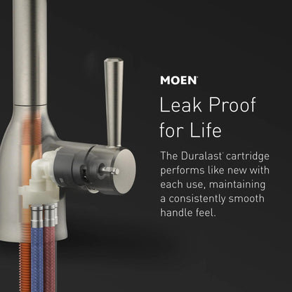 MOEN Essie Single-Handle Pre-Rinse Spring Pulldown Sprayer Kitchen Faucet with Power Clean in Matte Black