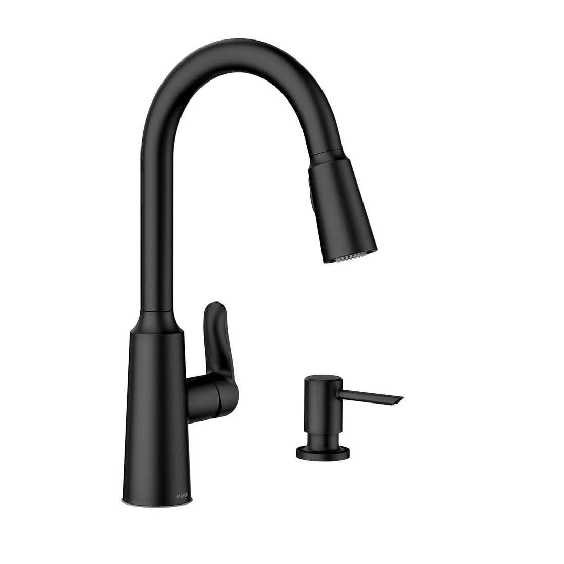 MOEN Edwyn 87028BL Single Handle Pull-Down Handle Kitchen Faucet in Matte Black (Deck Plate Included)