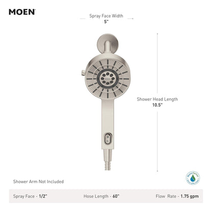 MOEN 230H2EPBL Handheld That Saves Hot Water 6 -Spray Handheld Shower Head in Matte Black