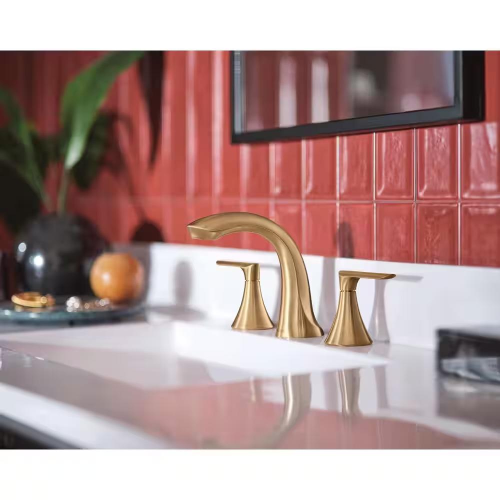 MOEN Findlay 84517BZG Widespread 2-Handle Bathroom Faucet in Bronzed Gold (Valve Included)