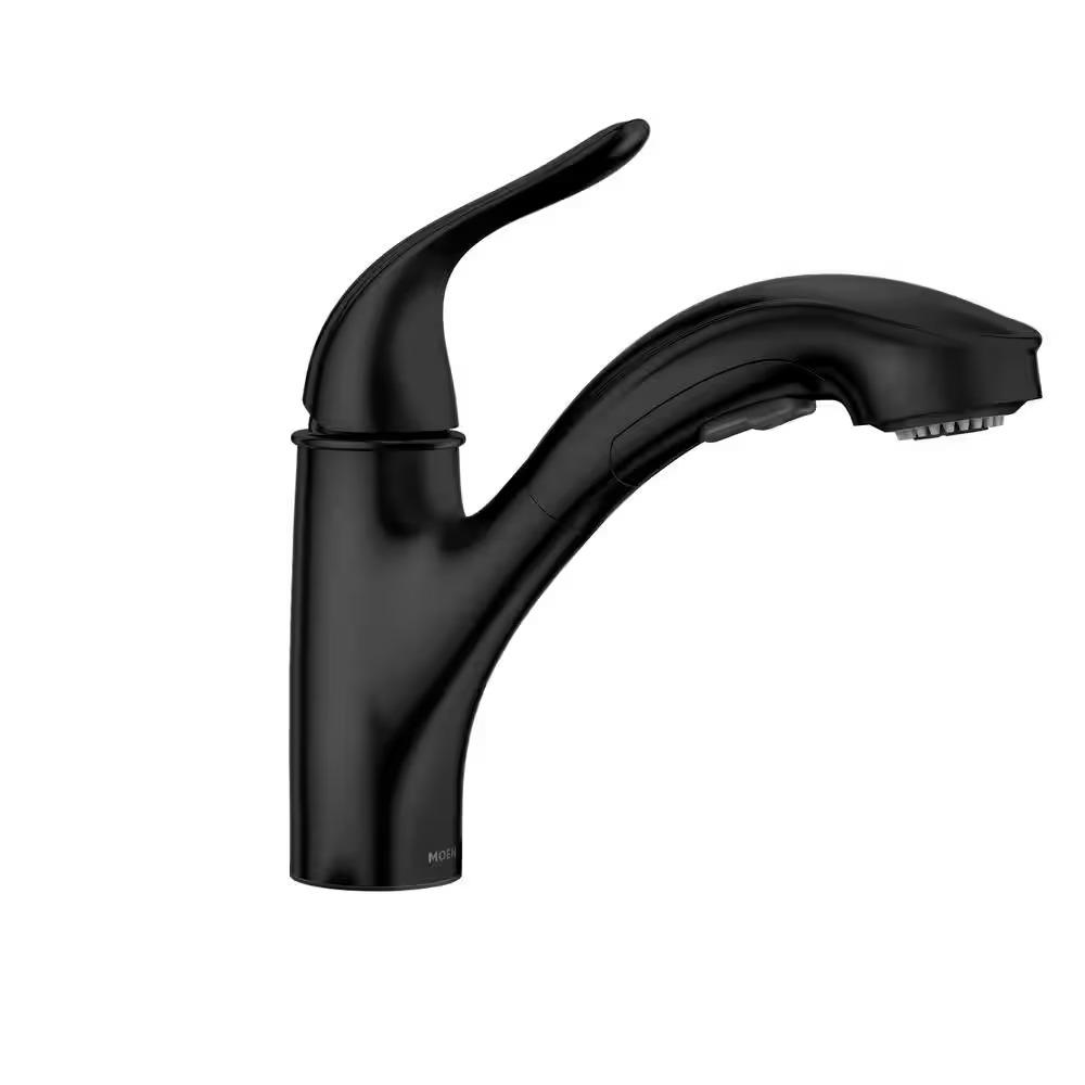 MOEN Brecklyn 87557BL Single Handle Pull Out Sprayer Kitchen Faucet with Power Clean in Matte Black