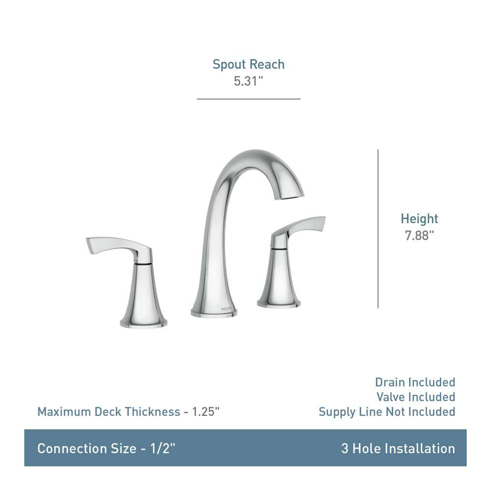 Moen Korek 84468BL 8 in. Widespread Double Handle High-Arc Bathroom Faucet with Valve in Matte Black