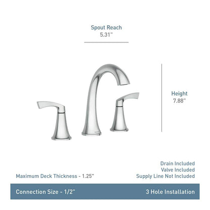 Moen Korek 84468BL 8 in. Widespread Double Handle High-Arc Bathroom Faucet with Valve in Matte Black