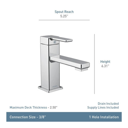 MOEN 90 Degree S6710BN One-Handle Single Hole Modern Bathroom Sink Faucet in Brushed Nickel