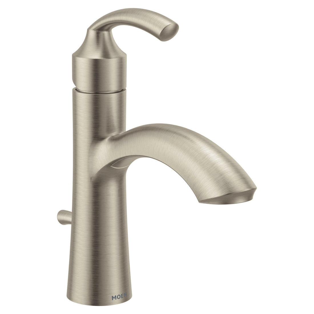 MOEN Glyde 6170BN 1-Handle 1-Hole Bathroom Faucet with Drain Kit Included in Brushed Nickel