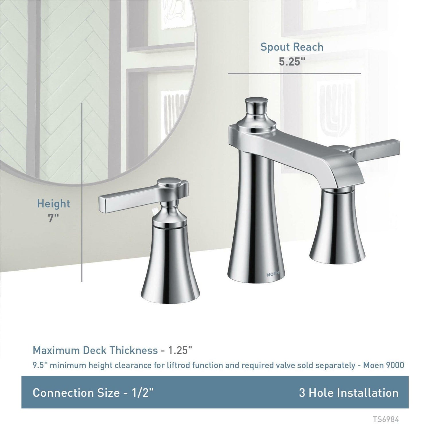 MOEN Flara TS6984BG 8 in. Widespread 2-Handle High-Arc Bathroom Faucet Trim Kit in Brushed Gold (Valve Not Included)