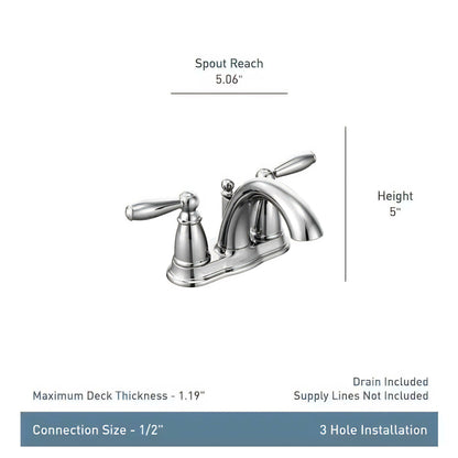 MOEN Brantford 6610ORB Centerset 2-Handle Low-Arc Bathroom Faucet in Oil Rubbed Bronze with Metal Drain Assembly