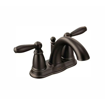 MOEN Brantford 6610ORB Centerset 2-Handle Low-Arc Bathroom Faucet in Oil Rubbed Bronze with Metal Drain Assembly