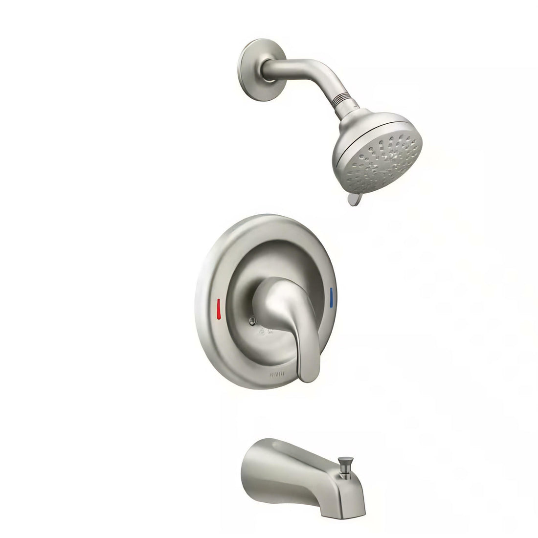 MOEN Adler 82613SRN Single Handle 4-Spray Tub and Shower Faucet 1.8 GPM in Spot Resist Brushed Nickel (Valve Included)