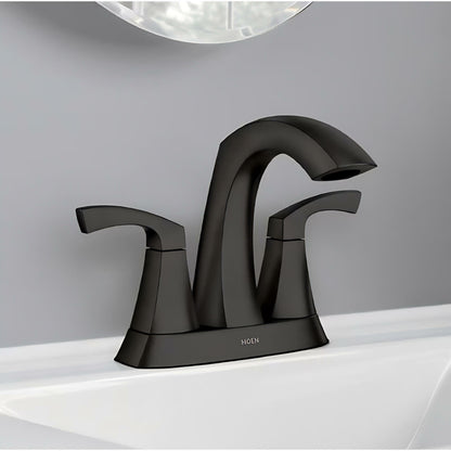 MOEN Lindor 84506BL Centerset 2-handle High-arc Bathroom Sink Faucet in Matte Black