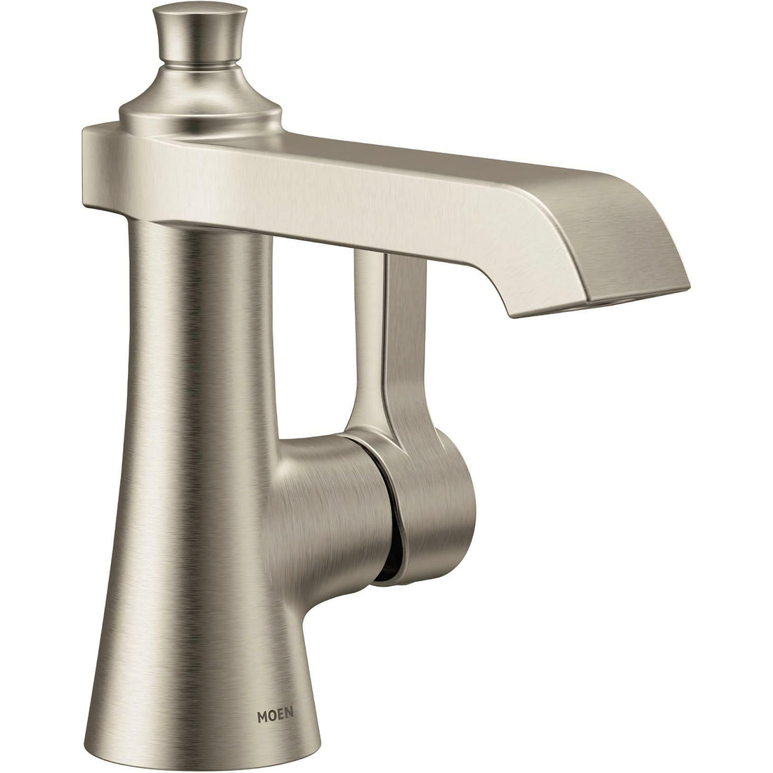 Moen Flara S6981BN One-Handle Single Hole Bathroom Faucet with Drain Assembly, Brushed Nickel