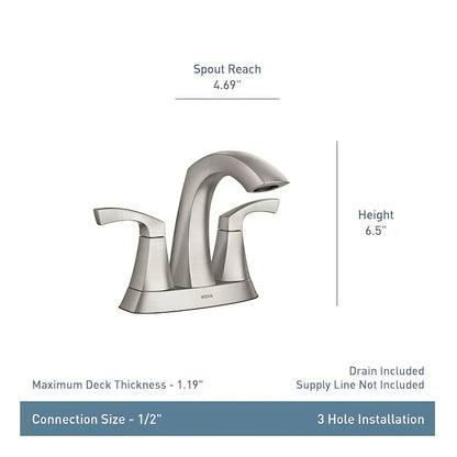 MOEN Lindor 84506BL Centerset 2-handle High-arc Bathroom Sink Faucet in Matte Black