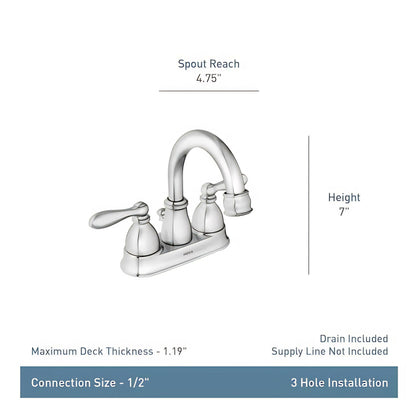 MOEN Caldwell WS84667SRN Two-Handle Bathroom Faucet High Arc Lavatory Sink Centerset, Spot Resist Brushed Nickel
