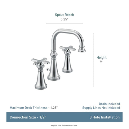 MOEN Colinet TS44103BN Traditional Two-Handle Widespread High-Arc Bathroom Faucet in Brushed Nickel (Valve Required)