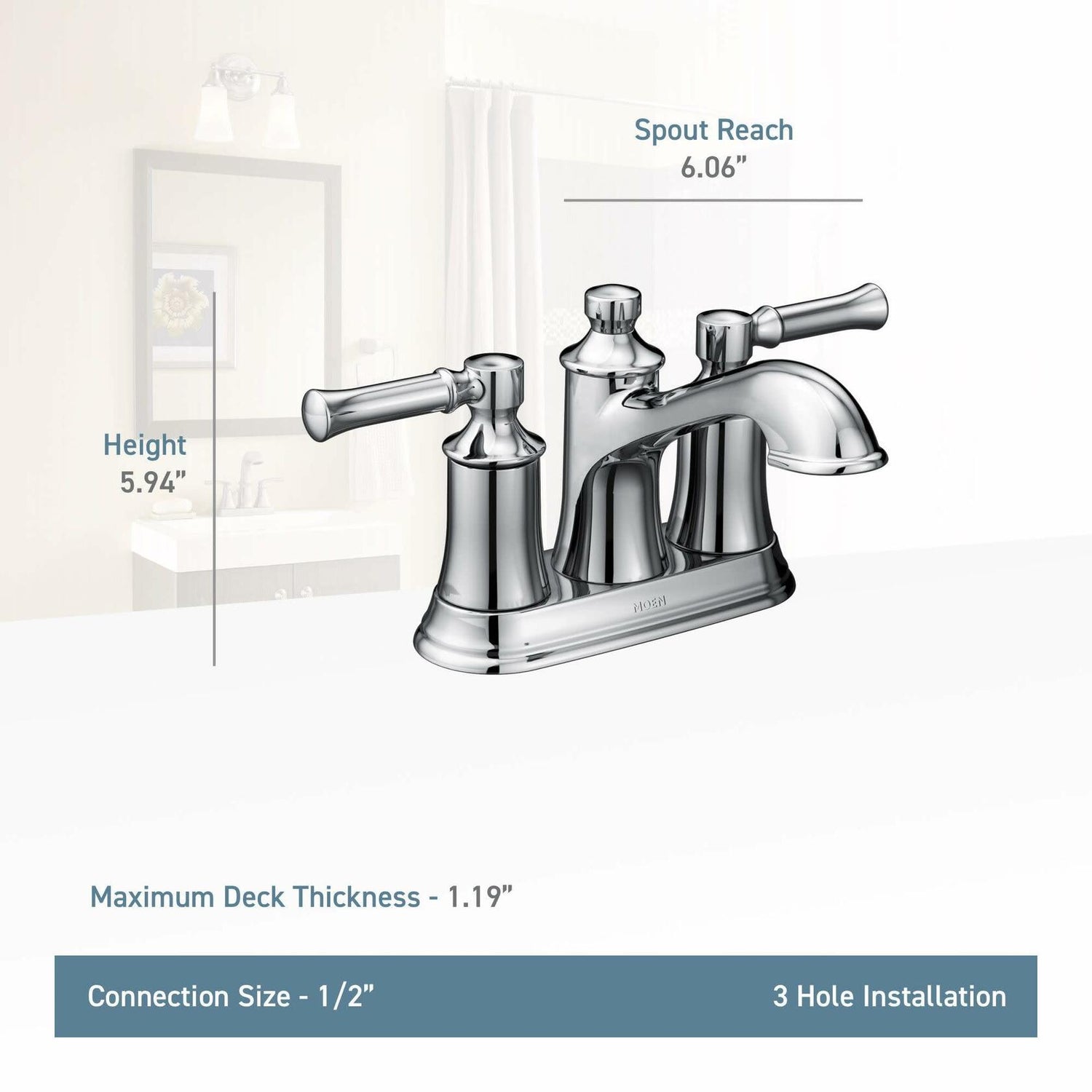 MOEN Dartmoor 6802ORB Two-Handle Low Arc Bathroom Faucet in Oil Rubbed Bronze