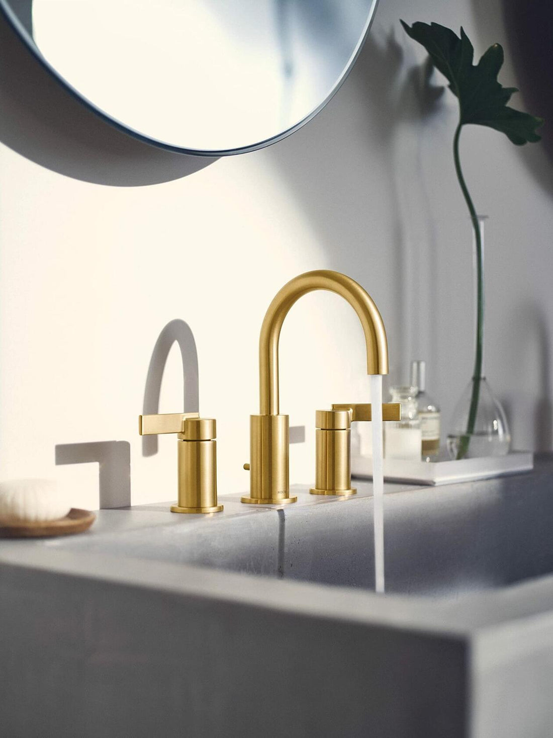 MOEN Cia T6222BG Widespread 2-Handle High-Arc Bathroom Faucet Trim Kit in Brushed Gold (Valve Sold Separately)
