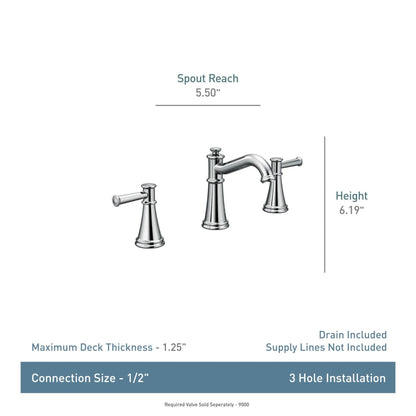 MOEN Belfield T6405NL WideSpread 2-Handle Bathroom Faucet in Polished Nickel