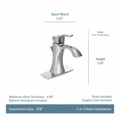 MOEN Voss 6903BL One Handle Single Hole Bathroom Sink Faucet in Matte Black