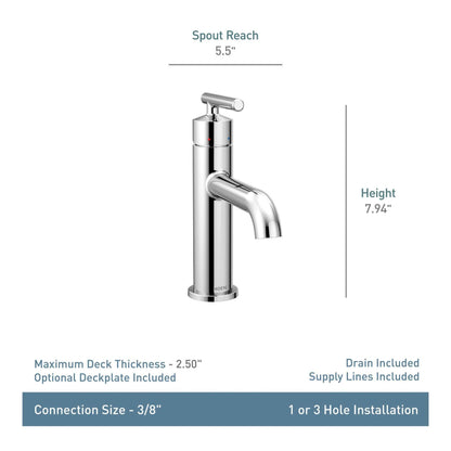 MOEN Gibson 6145 Single Hole Single-Handle Bathroom Faucet with Drain Assembly in Chrome