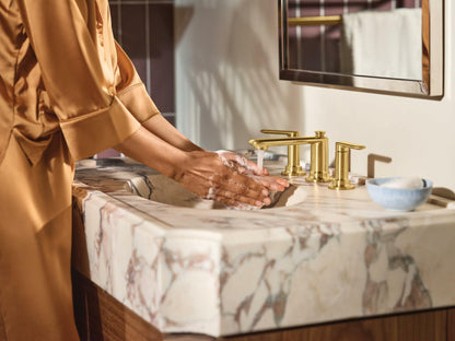 MOEN Greenfield TV6507BG Widespread Double Handle Bathroom Faucet in Brushed Gold (Valve Included)