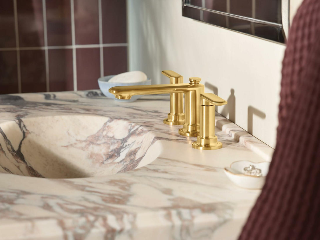 MOEN Greenfield TV6507BG Widespread Double Handle Bathroom Faucet in Brushed Gold (Valve Included)