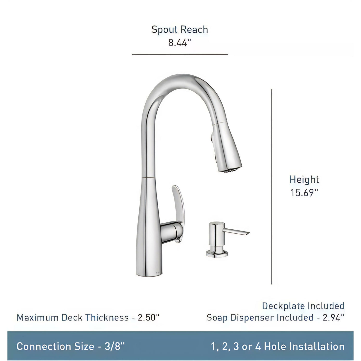 MOEN Reyes 87932SRS Single-Handle Pull-Down Sprayer Kitchen Faucet with Reflex and Power Clean in Spot Resist Stainless