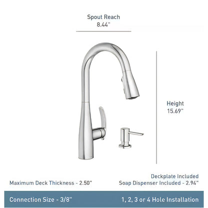MOEN Reyes 87932SRS Single-Handle Pull-Down Sprayer Kitchen Faucet with Reflex and Power Clean in Spot Resist Stainless