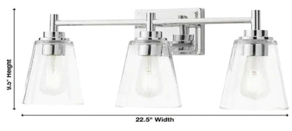 Wakefield 22 in. 3-Light Chrome Modern Wall Mount Sconce Light with Clear Glass Shades - Like New