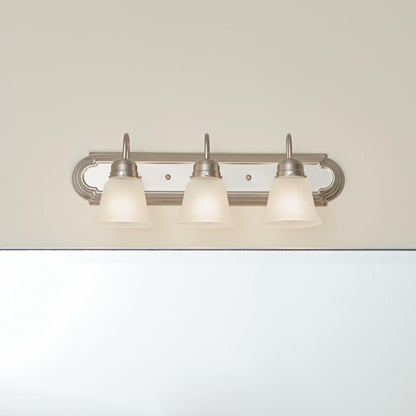 Kichler 24&quot; 3-Light Vanity Bath Light in Brushed Nickel, Modern Bathroom Light with Clear Satin Etched Glass, (24&quot; W x 8&quot; H), 5337NIS - Like New