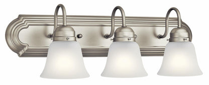 Kichler 24&quot; 3-Light Vanity Bath Light in Brushed Nickel, Modern Bathroom Light with Clear Satin Etched Glass, (24&quot; W x 8&quot; H), 5337NIS - Like New
