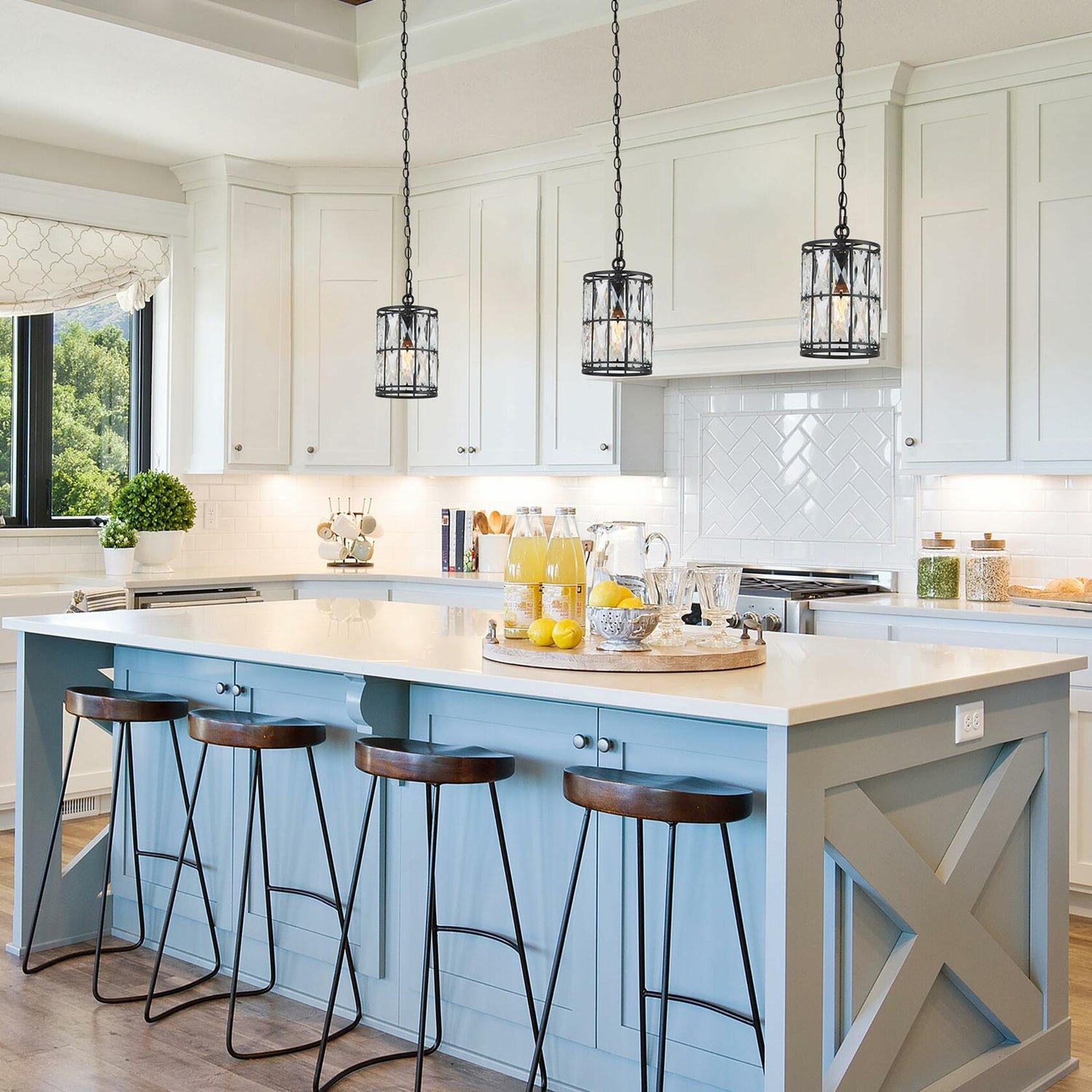 Overstock Aulia Modern Glam Black Single Pendant Crystal Glass Island Light for Dining Room - 5.5&
