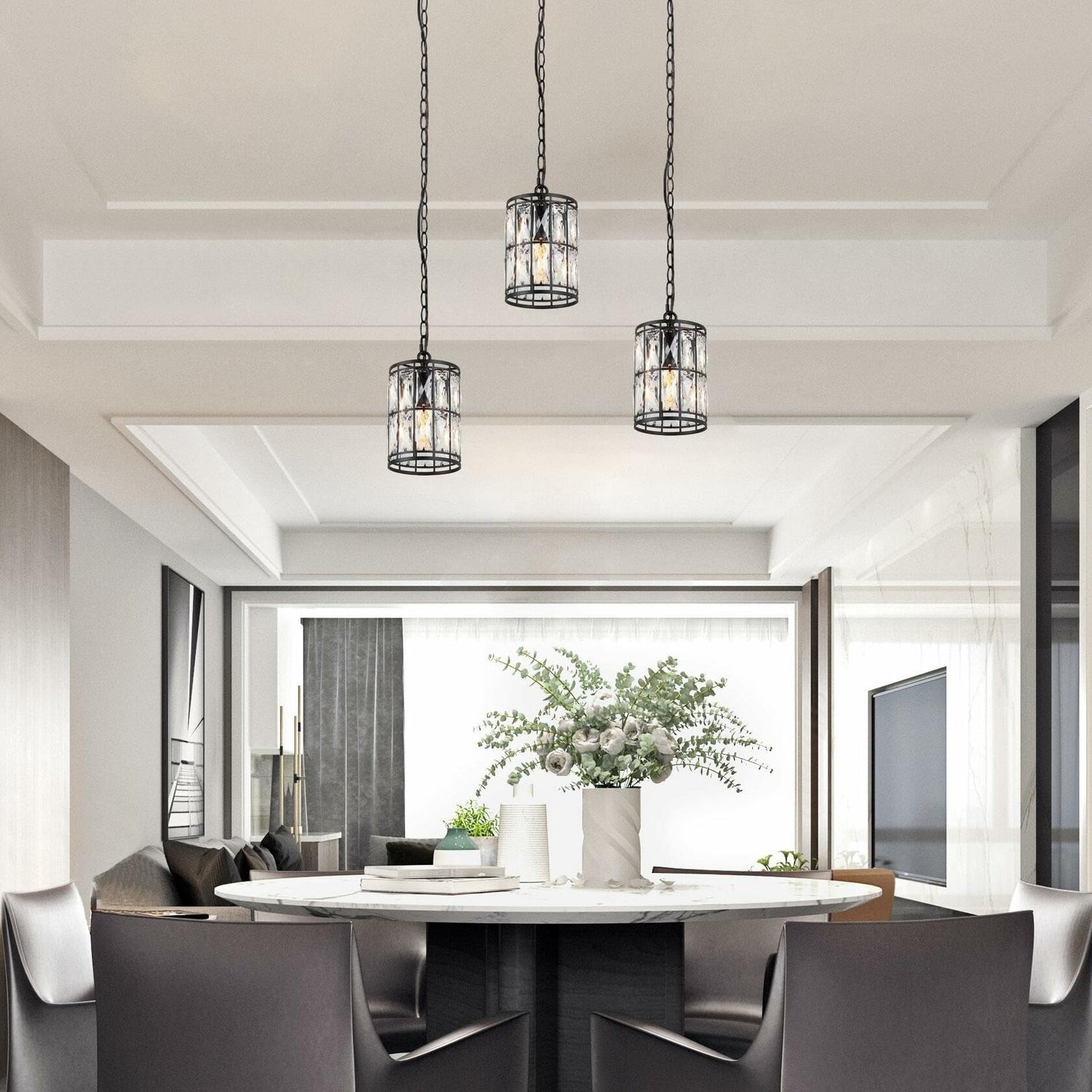 Overstock Aulia Modern Glam Black Single Pendant Crystal Glass Island Light for Dining Room - 5.5&