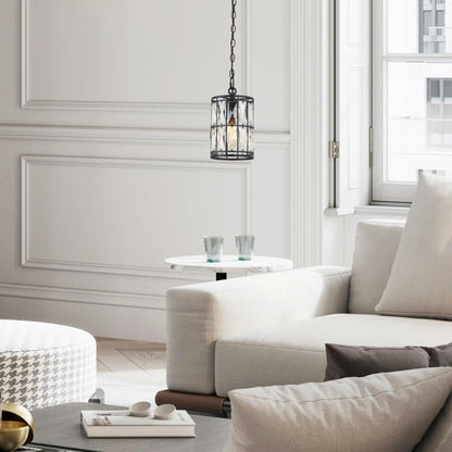 Overstock Aulia Modern Glam Black Single Pendant Crystal Glass Island Light for Dining Room - 5.5&
