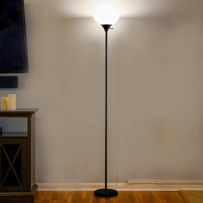 Brightech Sky Dome Dimmable LED Floor Lamp, Torchiere Floor Lamp for Living Rooms &amp; Offices – Tall Standing Lamp for Reading &amp; Hobbies – Jet Black - Like New