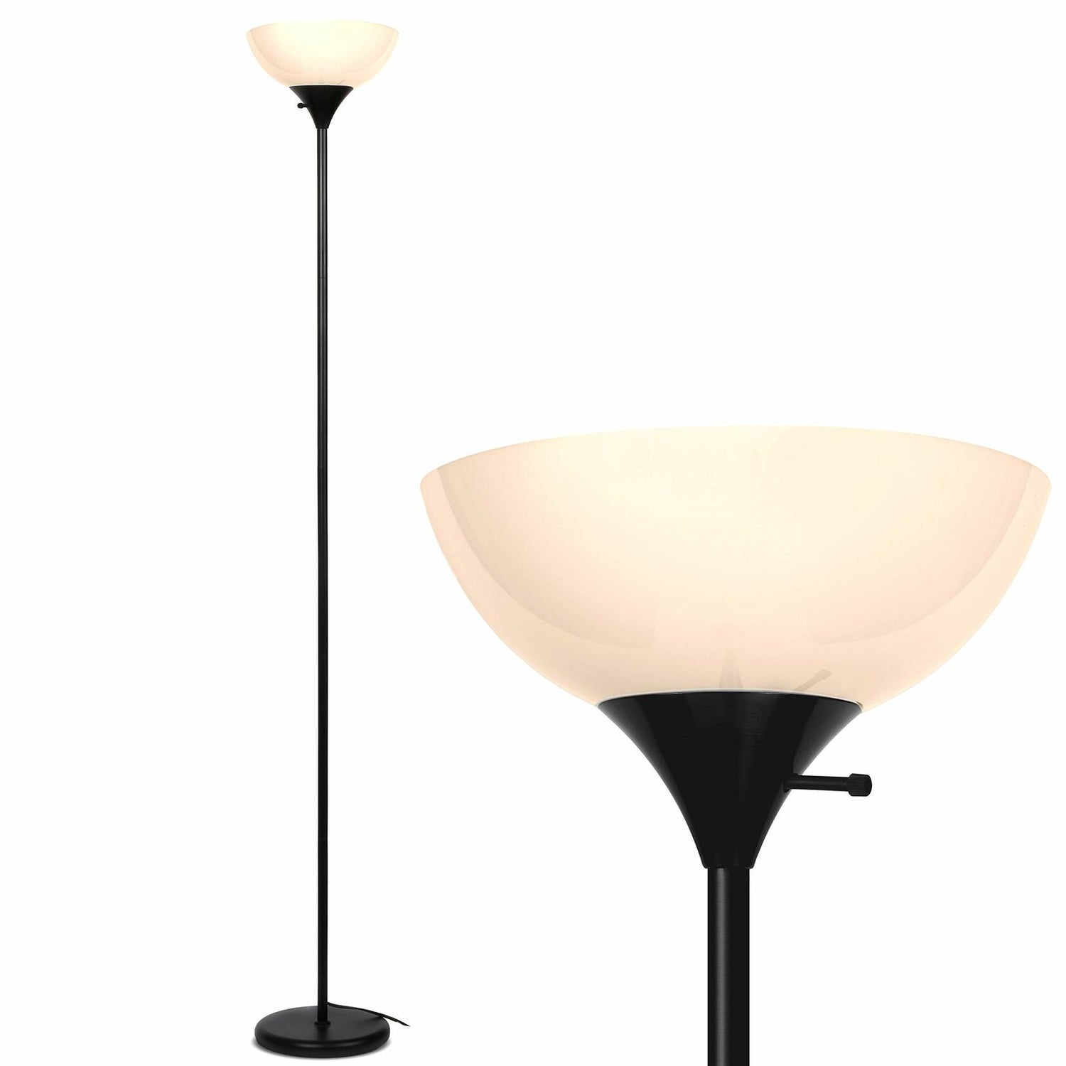 Brightech Sky Dome Dimmable LED Floor Lamp, Torchiere Floor Lamp for Living Rooms &amp; Offices – Tall Standing Lamp for Reading &amp; Hobbies – Jet Black - Like New