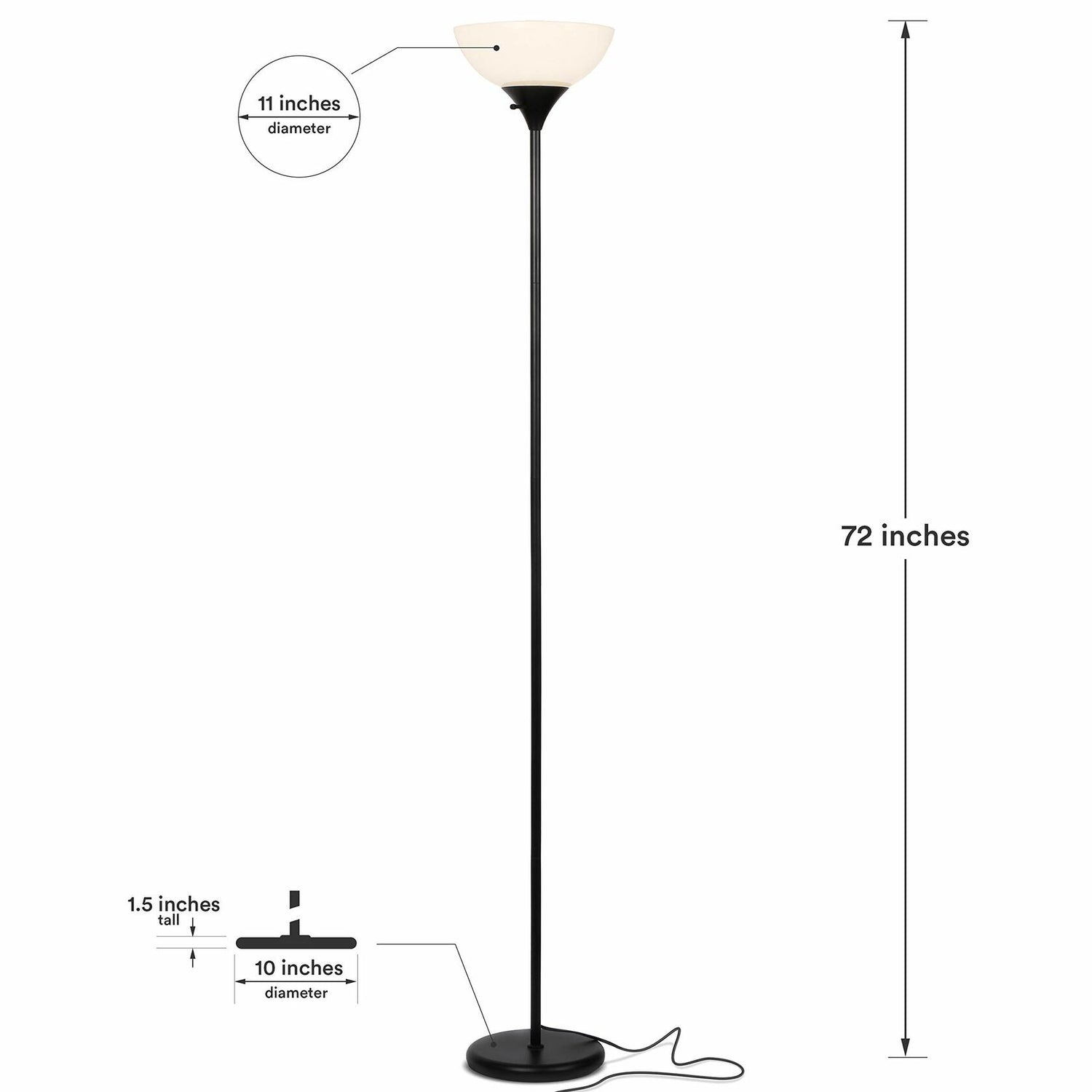 Brightech Sky Dome Dimmable LED Floor Lamp, Torchiere Floor Lamp for Living Rooms &amp; Offices – Tall Standing Lamp for Reading &amp; Hobbies – Jet Black - Like New