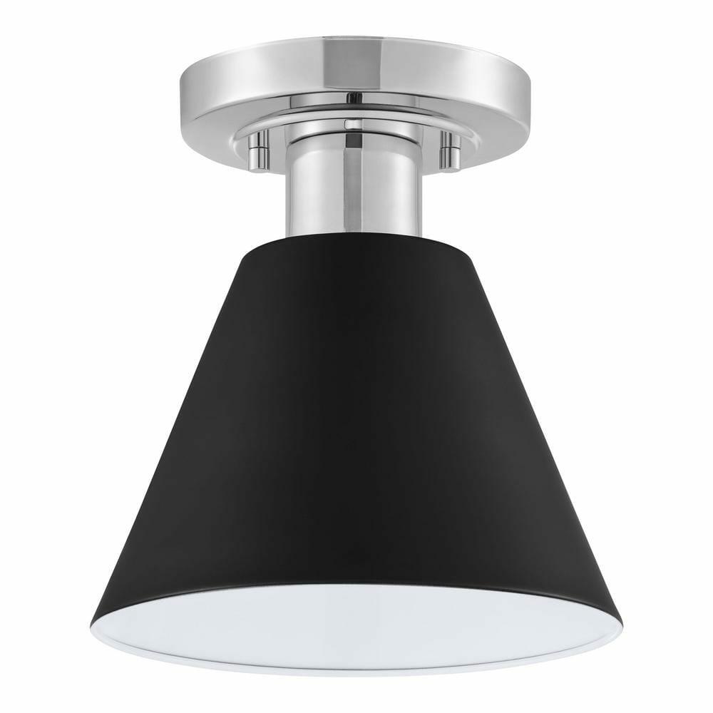 Hampton Bay Finley 8  1-Light Black and Chrome Semi-Flush Mount Ceiling Light