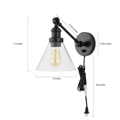 JONATHAN Y JYL7575A Cowie 8&quot; Classic Industrial Iron/Glass Adjustable LED Contemporary Wall Sconce 2700K 4W Bulb for Entryway Lobby Kitchen Bathroom Bedroom Living Room, 1 Light, Oil Rubbed Bronze - Like New