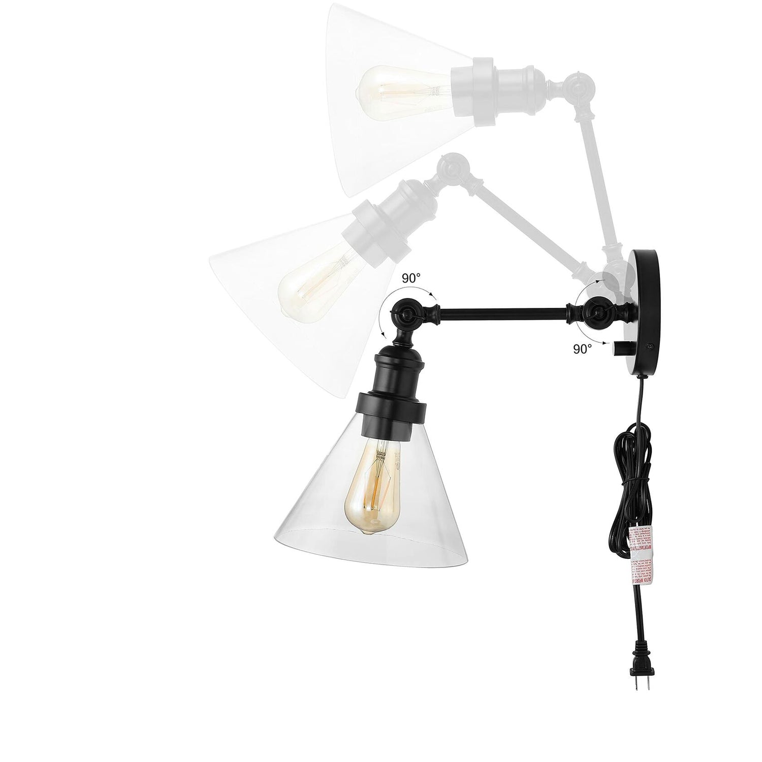 JONATHAN Y JYL7575A Cowie 8&quot; Classic Industrial Iron/Glass Adjustable LED Contemporary Wall Sconce 2700K 4W Bulb for Entryway Lobby Kitchen Bathroom Bedroom Living Room, 1 Light, Oil Rubbed Bronze - Like New
