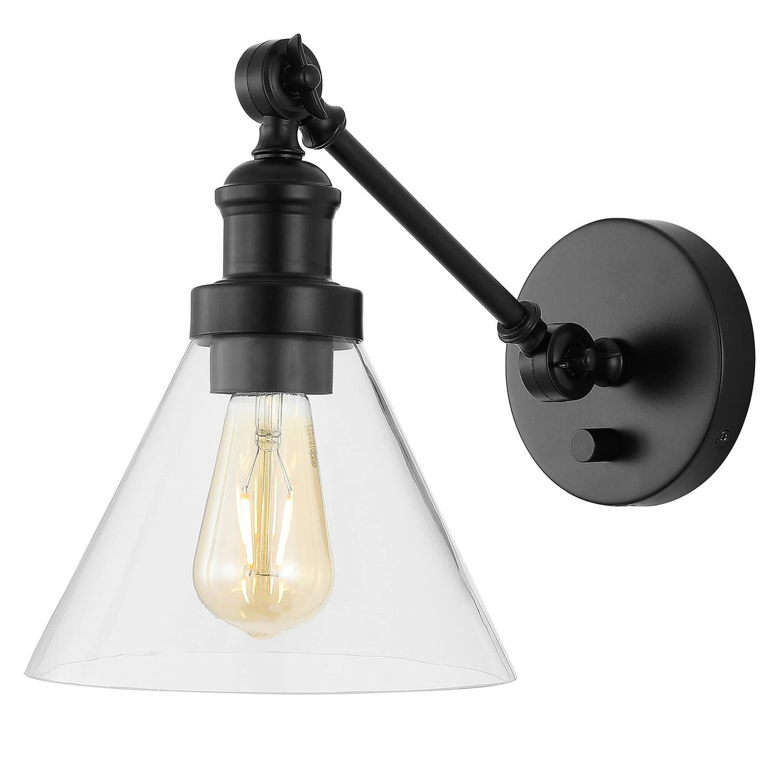 JONATHAN Y JYL7575A Cowie 8&quot; Classic Industrial Iron/Glass Adjustable LED Contemporary Wall Sconce 2700K 4W Bulb for Entryway Lobby Kitchen Bathroom Bedroom Living Room, 1 Light, Oil Rubbed Bronze - Like New